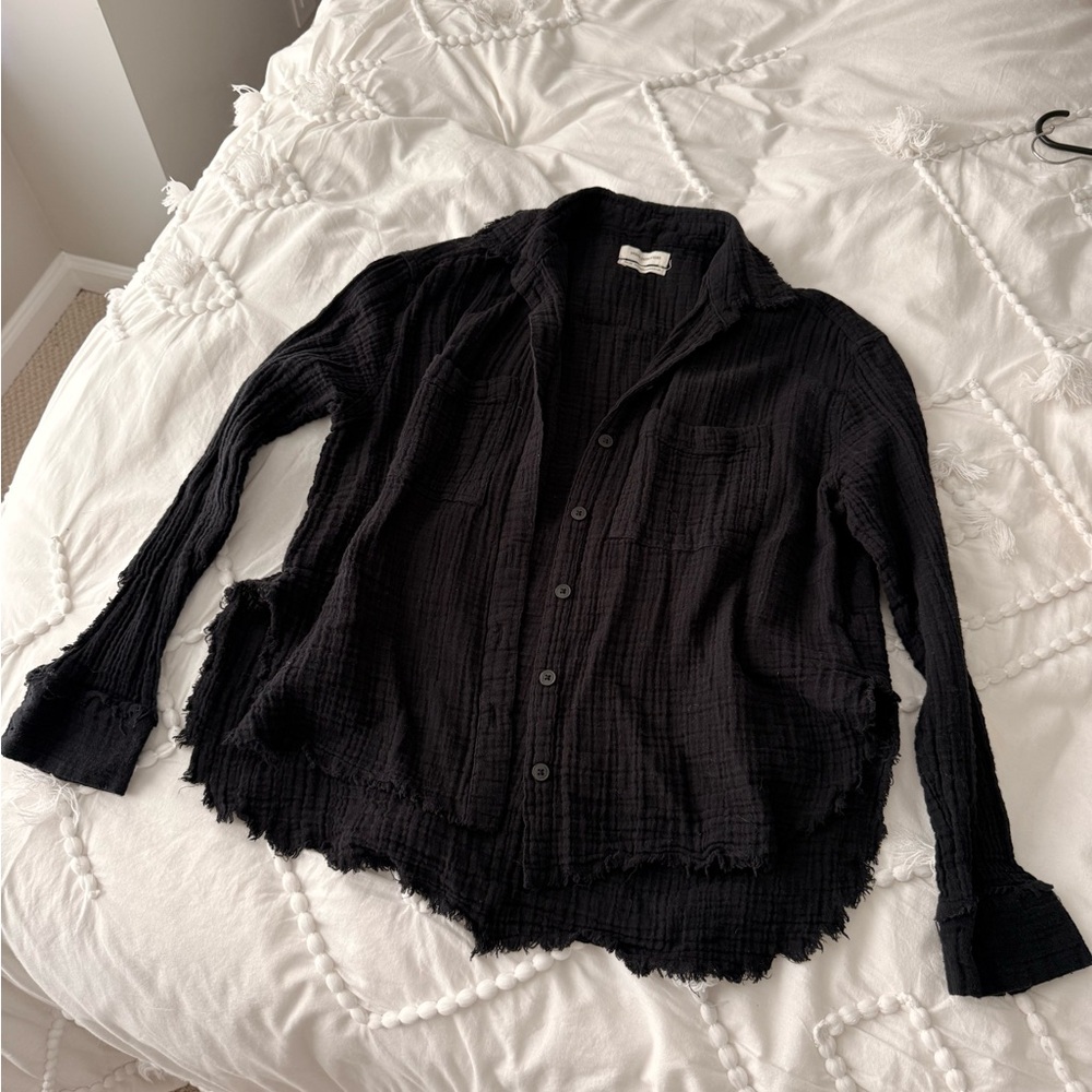 Urban Outfitters thin Black Button-Up Shirt
